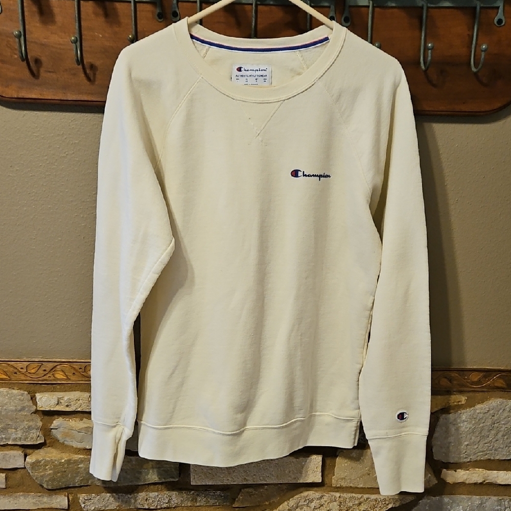 Champion Off-White Crewneck Sweatshirt Size Large